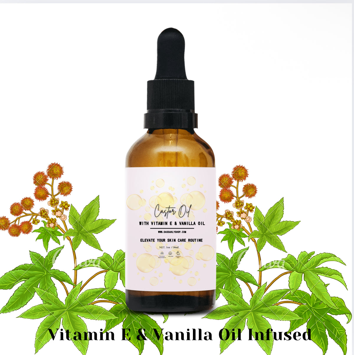 Pure Organic Castor Oil – Vanilla & Vitamin E Oil Infused for the Body | 30ml