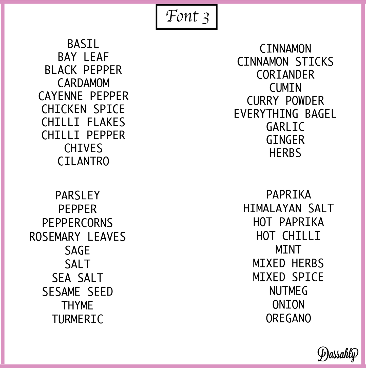 Herbs and Spice Labels Pack (Vinyl Decal)