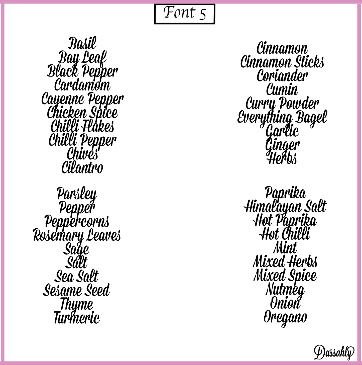 Herbs and Spice Labels Pack (Vinyl Decal)