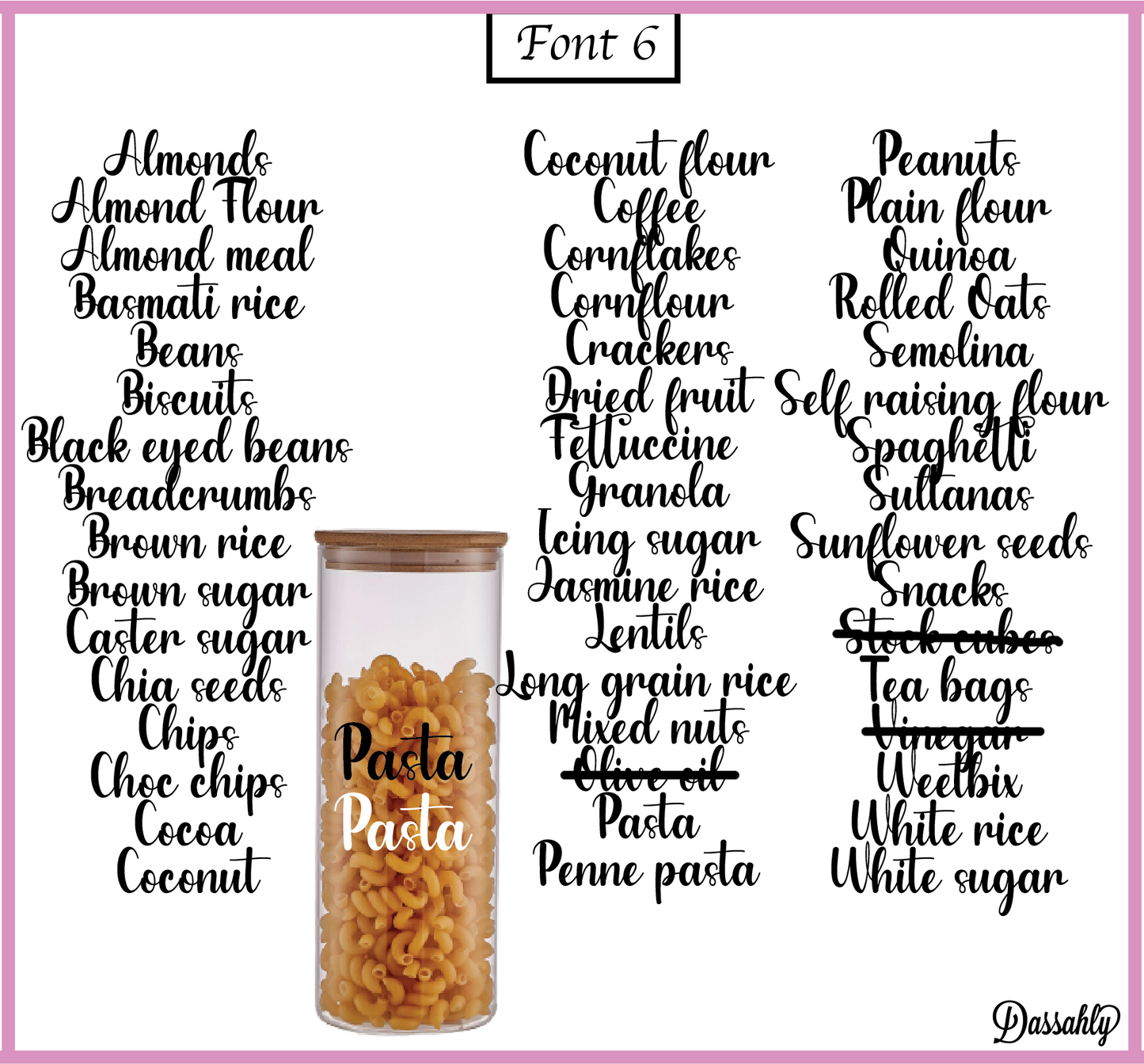 Essential Pantry Vinyl Decal Label Pack - Dassahly