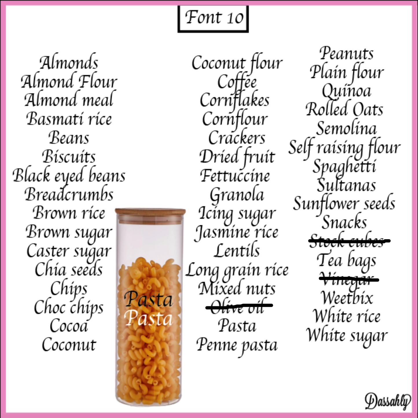 Essential Pantry Vinyl Decal Label Pack - Dassahly