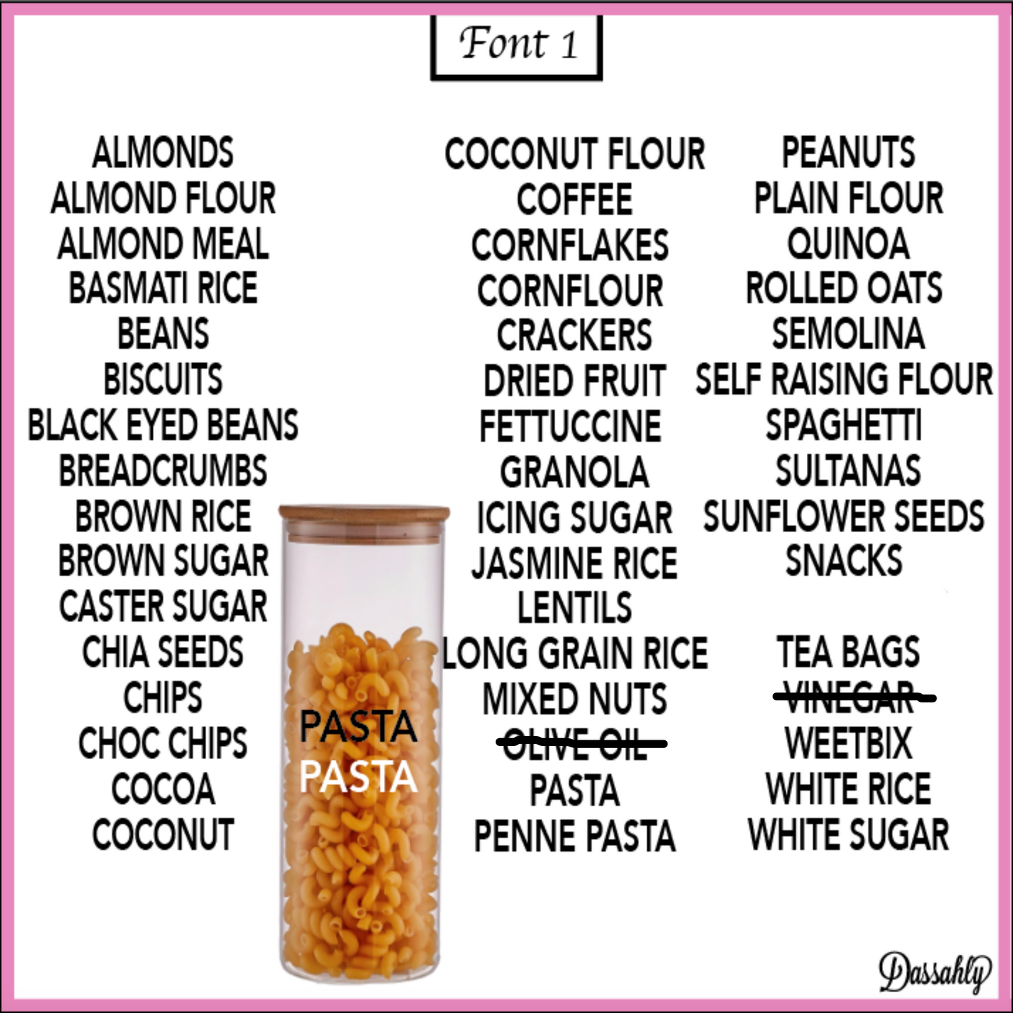 Essential Pantry Vinyl Decal Label Pack - Dassahly