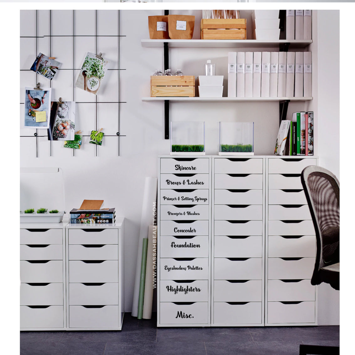 Labels for Makeup Drawers - Ikea Alex 9 Drawers Set